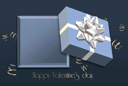 Empty Open gift box template, mock. Love design, Sale banner, surprise poster, flyer. Mock up holiday, flat lay, top view. Love, Valentines, birthday, Mothers day, Christmas place for text 3D render