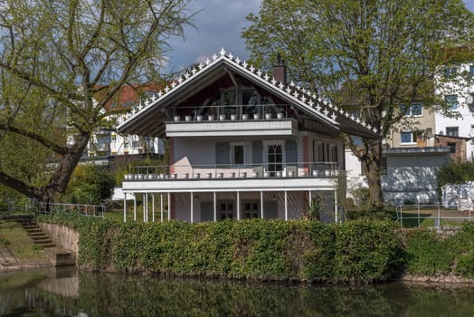 The Petrihaus in Brentanopark on the Nidda River in Frankfurt Roedelheim, Germany