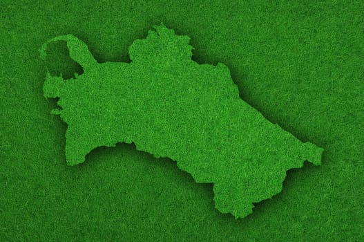 Map of Turkmenistan on green felt