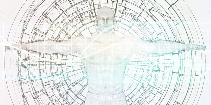 Extended Reality with Man Using VR Virtual Headset