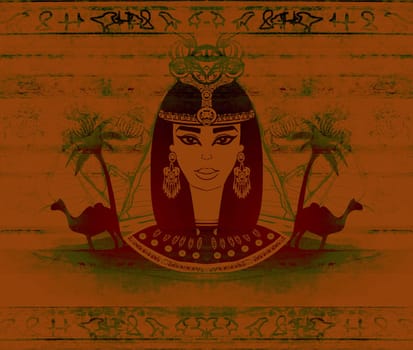 old paper with Egyptian queen - artistic grunge background