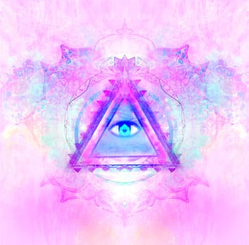 All seeing eye inside triangle pyramid.