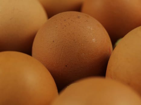 Tasty eggs with fresh natural raw chicken