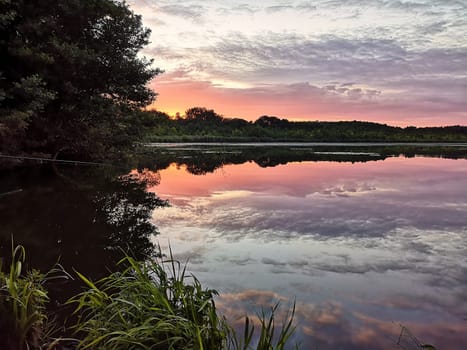 fishing in the sunset on the lake