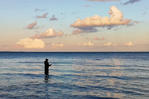 Coastal angler near Thiessow, Mönchgut, Ruegen island