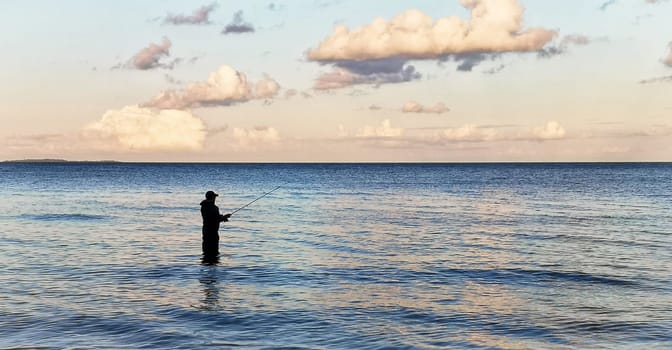 Coastal angler near Thiessow, Mönchgut, Ruegen island