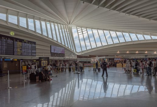 Passenger terminal at Bilbao Airport, designed by Santiago Calatrava, Spain