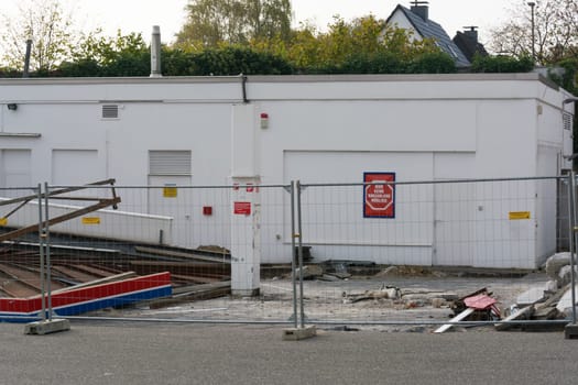 HEILIGENHAUS, NRW, GERMANY - OCTOBER 19, 2018: .Demolition of the petrol station in Heiligenhaus behind the Real supermarket