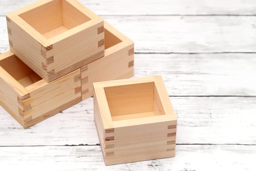 Japanese wooden masu box use to measure or use for drinking Japanese sake