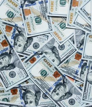 Heap of american dollars hundred banknote background. High quality photo