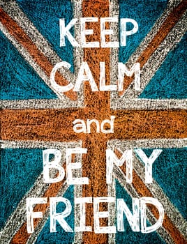 United Kingdom (British Union jack) flag, hand drawing with chalk on blackboard, vintage concept