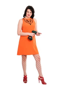 woman with screwdriver isolated on the white background