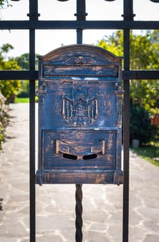 Letter box wrought iron with decorations .
