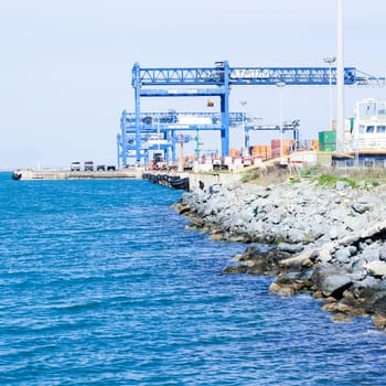 Cranes at the port channel - Cagliari