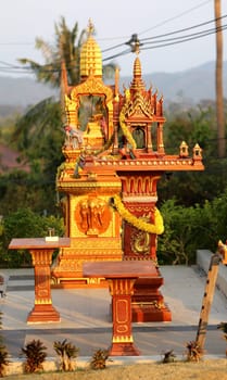 Buddhist perfume house in Thailand is photographed close up