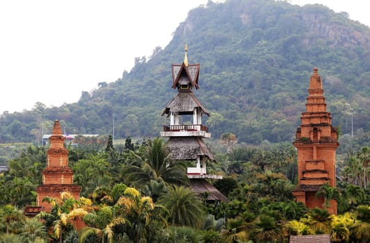 Buddhist temples in the jungle in Thailand