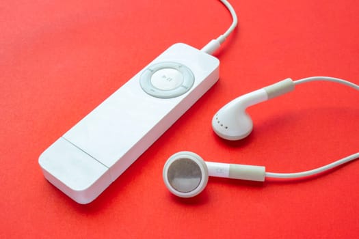 Calgary, Alberta, Canada. Feb 13, 2021. First-generation iPod Shuffle. A digital audio player designed and formerly marketed by Apple. The smallest model in Apple's iPod family.