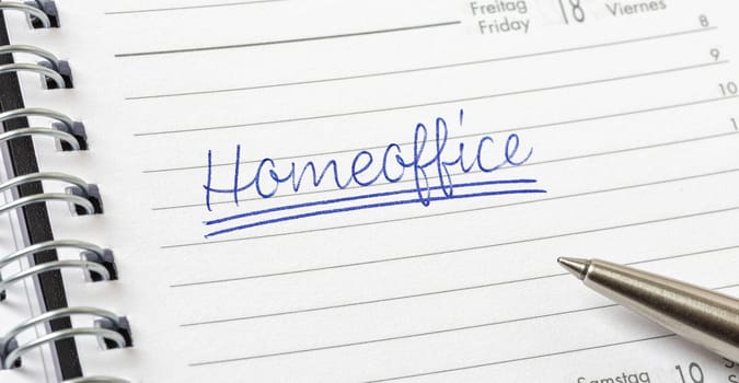 Homeoffice written on a calendar page