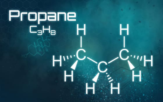 Chemical formula of Propane on a futuristic background
