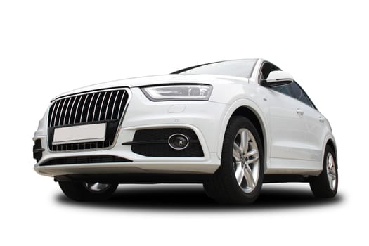 Large white family car on a white background - Photo
