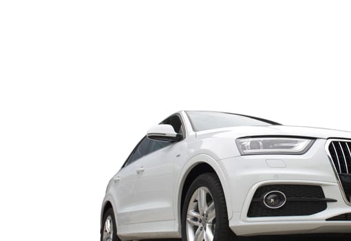 Large white family car on a white background - Photo