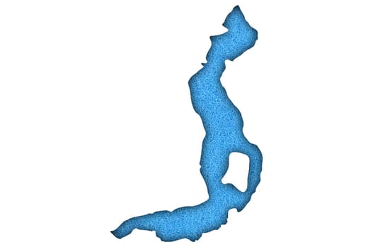 Map Lake Iseo on blue felt