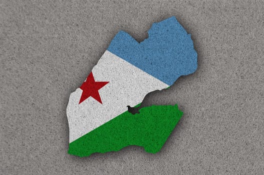 Map and flag of Djibouti on felt
