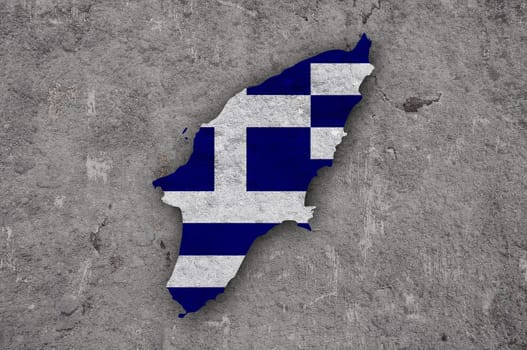 Map and flag of Rhodes on weathered concrete