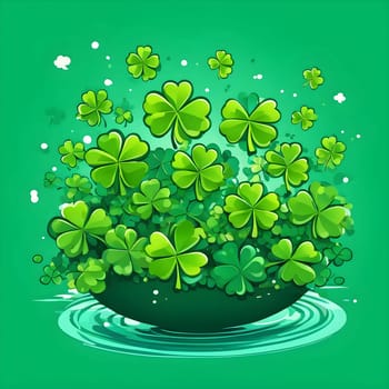 green background leaves clover nature pattern patrick holiday grass spring art iceland generated ai alt. High quality illustration