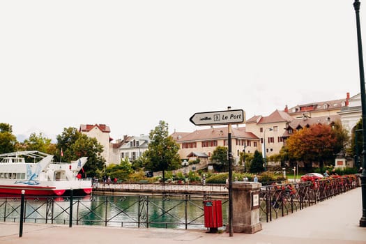 Annecy lake view to marina from Annecy city. High quality photo