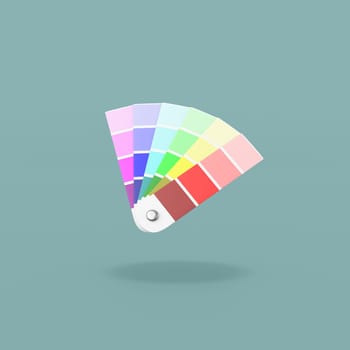 Pantone Colors Palette Sampler on Flat Blue Background with Shadow 3D Illustration