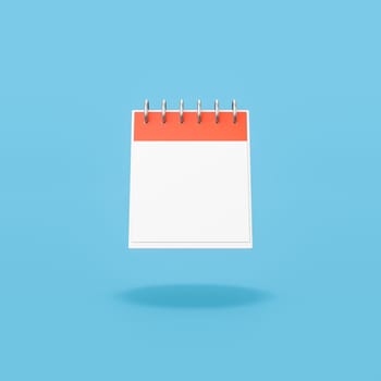 Orange and White Single Day Calendar with Blank Date on Flat Blue Background with Shadow 3D Illustration