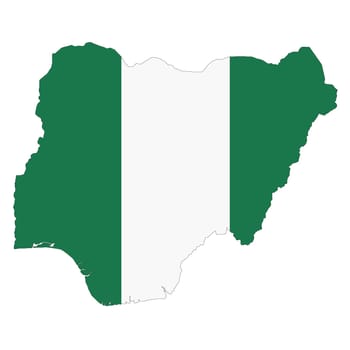 A Nigeria map on white background with clipping path