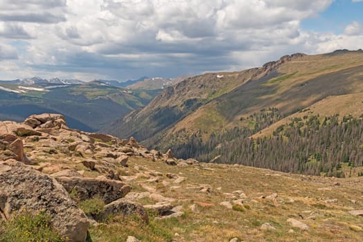 Afternoon Storm Coming in Over the HIgh Mountains in Rocky Mountain National Park in Colorado