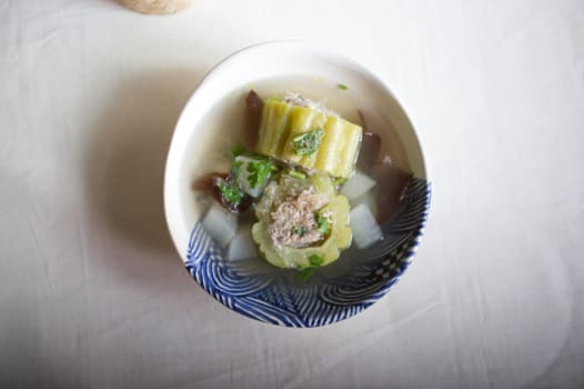 Thai food , Bitter gourd soup with pork