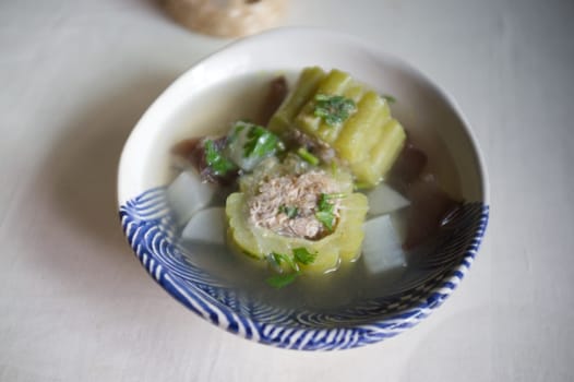 Thai food , Bitter gourd soup with pork