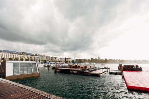 Annecy lake view to marina from Annecy city. High quality photo