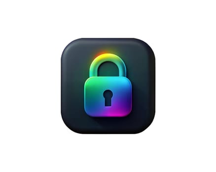 A colorful lock icon symbolizing security and protection against cyber threats, isolated on a white background, representing digital safety and encryption.