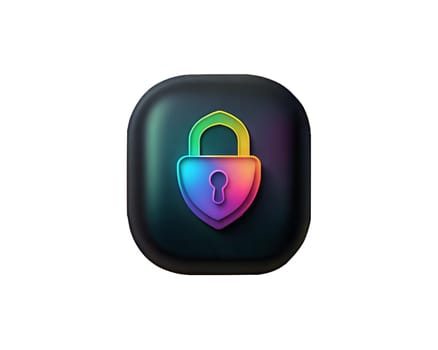 A colorful lock icon symbolizing security and protection against cyber threats, isolated on a white background, representing digital safety and encryption.