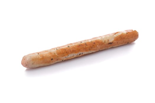 Roasted thuringian bratwurst fryed sausage white isolated close-up