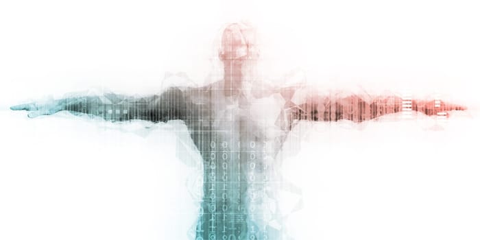 Tech Startup Technology Sector with Man Flying Success
