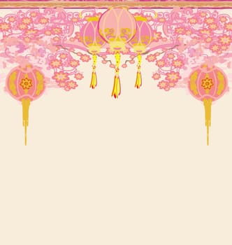 Chinese New Year with lanterns card