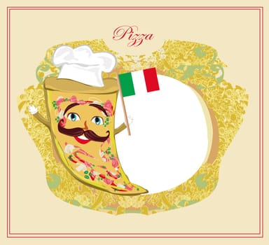 Cartoon pizza chef - decorative card