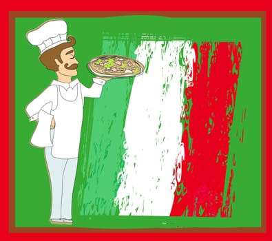 chef with pizza - Abstract card with space for Your text