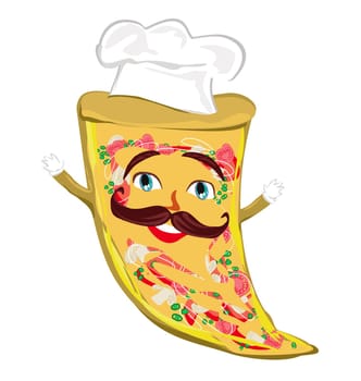 Cartoon pizza chef - funny character isolated from the background