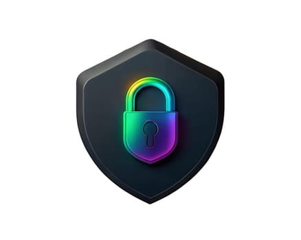 A colorful lock icon symbolizing security and protection against cyber threats, isolated on a white background, representing digital safety and encryption.
