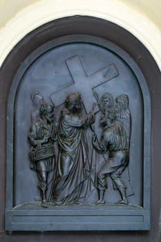 2nd Stations of the Cross, Jesus is given his cross, St Francis Xavier's Church in Zagreb, Croatia