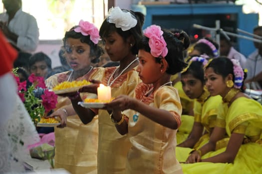 Mass at Our Lady of Lourdes Church in Kumrokhali, West Bengal, India