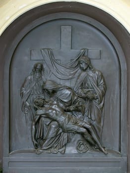 13th Stations of the Cross, Jesus' body is removed from the cross, St Francis Xavier's Church in Zagreb, Croatia