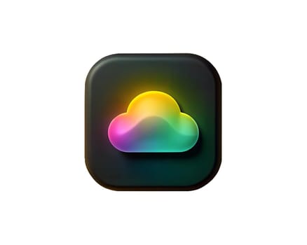 A colorful and sleek iridescent cloud icon, symbolizing cloud computing and technology, isolated on a white background, ideal for digital, tech, and modern apps.